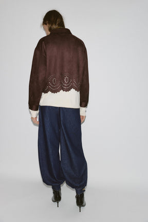 FAUX SUEDE DIE-CUT HEM JACKET - Image 4