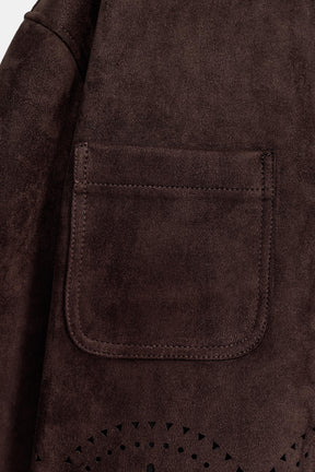 Jacke aus Kunstwildleder mit Stanzschnitt