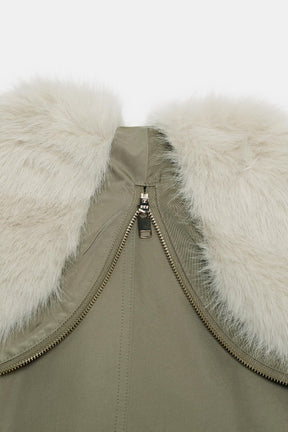 SHORT PARKA WITH FAUX FUR HOOD - Image 10