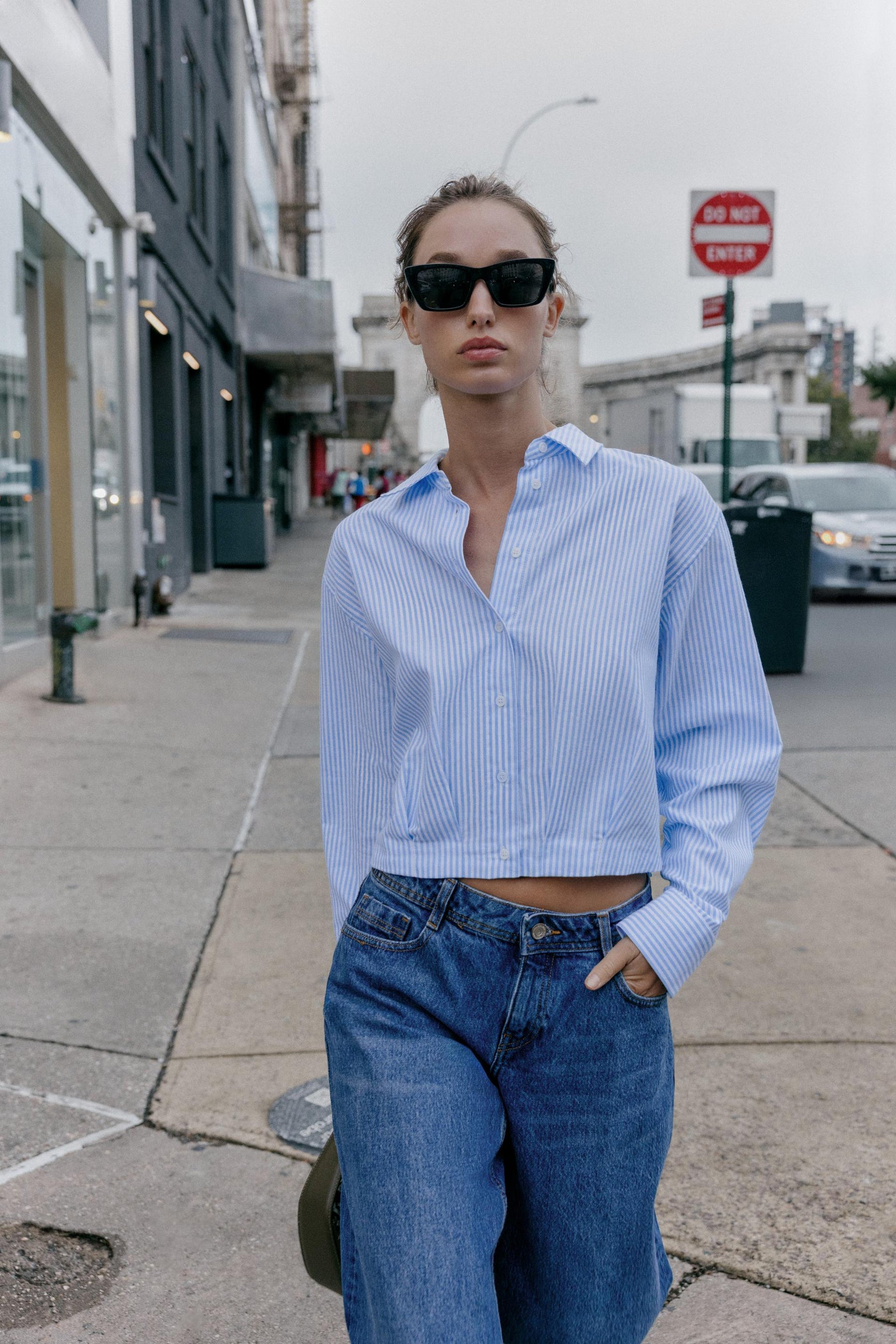 Gestreiftes, kurzes Oxford-Hemd