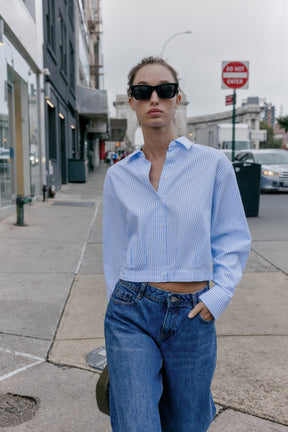 Gestreiftes, kurzes Oxford-Hemd