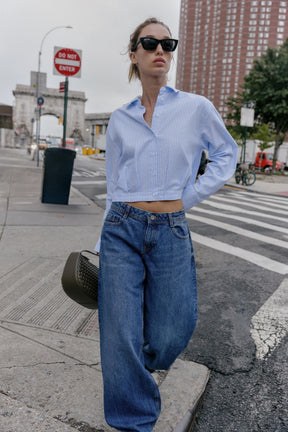 Gestreiftes, kurzes Oxford-Hemd