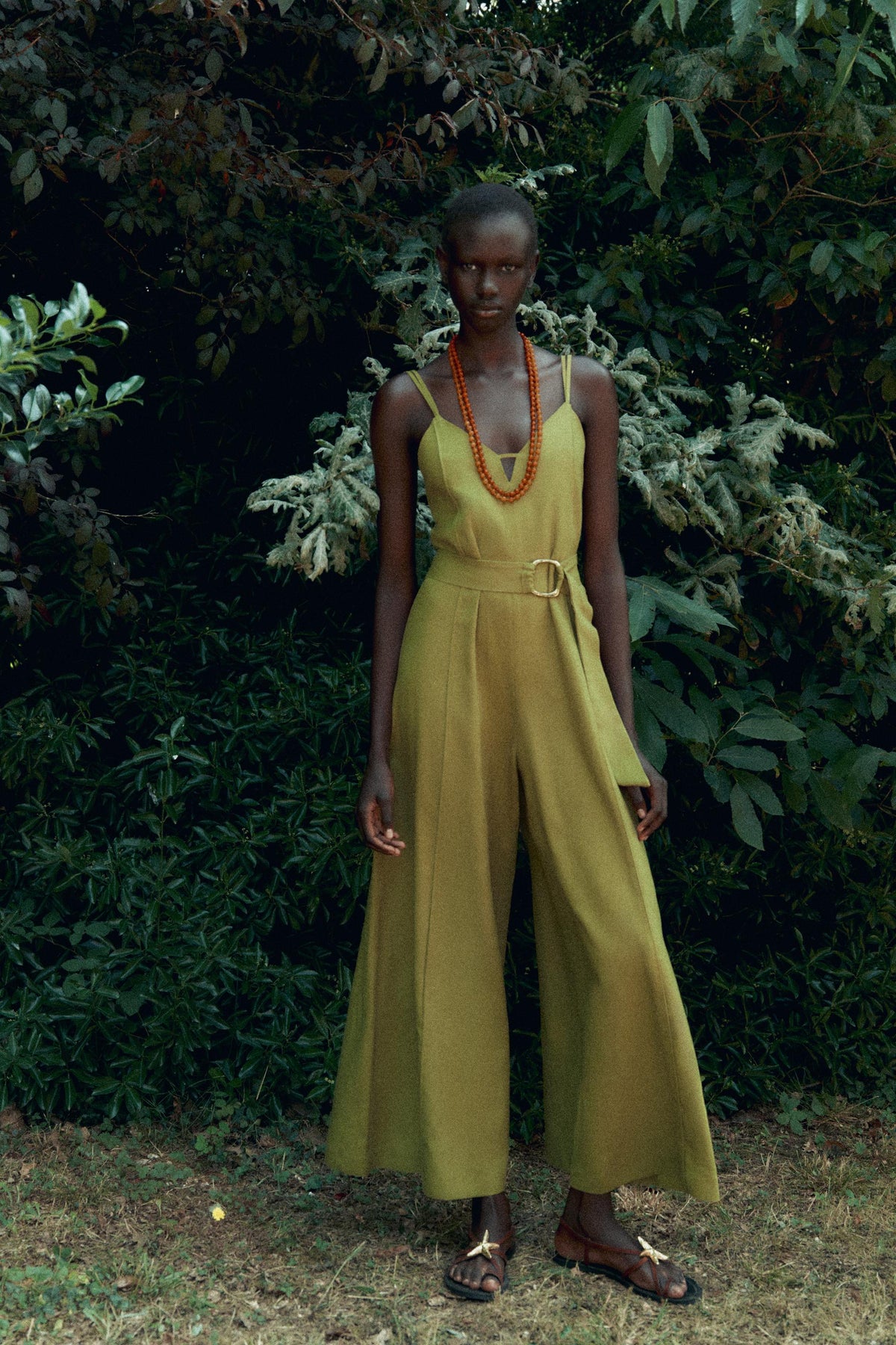 WIDE-LEG STRAPPY LINEN BLEND JUMPSUIT - Image 1