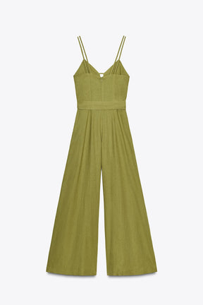 WIDE-LEG STRAPPY LINEN BLEND JUMPSUIT - Image 8