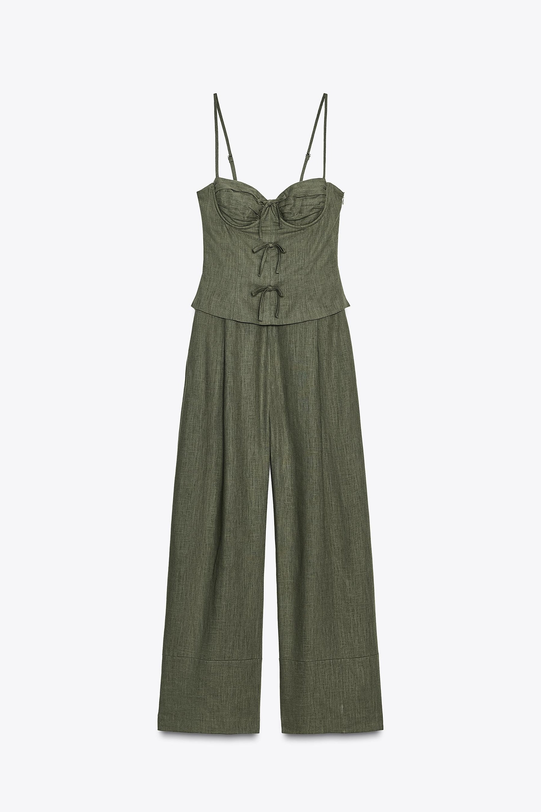 LINEN BLEND STRAPPY JUMPSUIT WITH BOWS - Image 8
