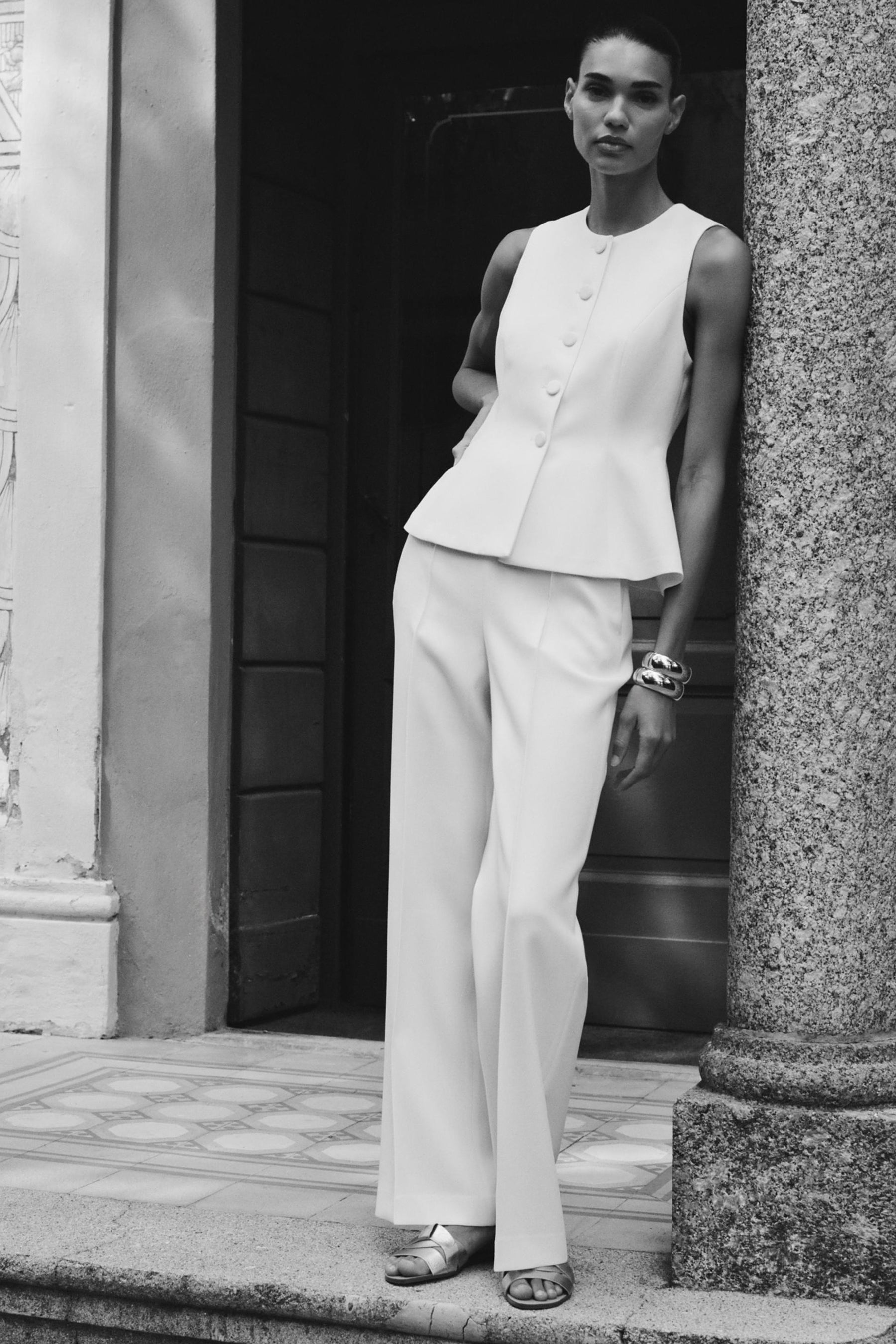 Hose mit geradem Bein und hohem Bund