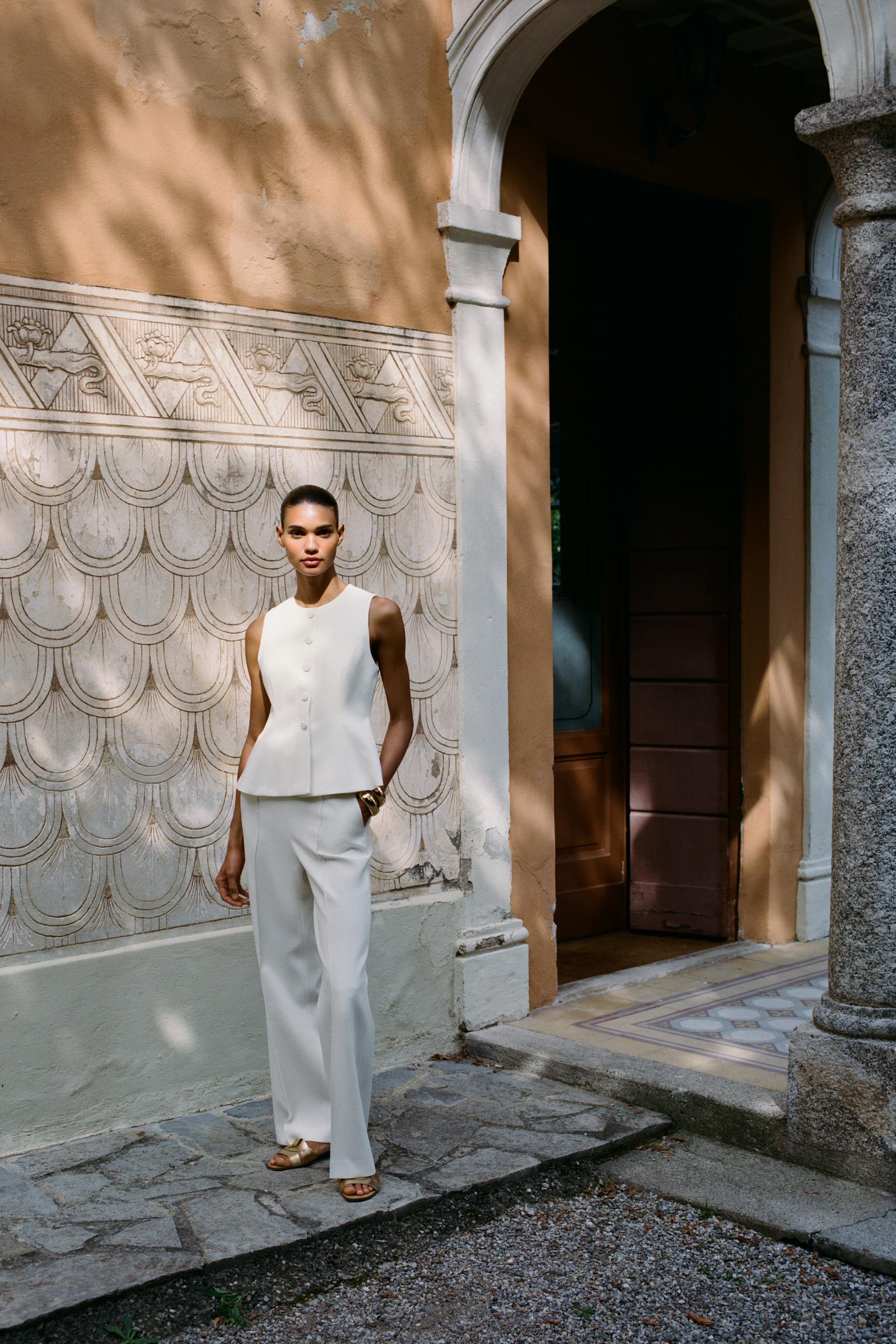 Hose mit geradem Bein und hohem Bund