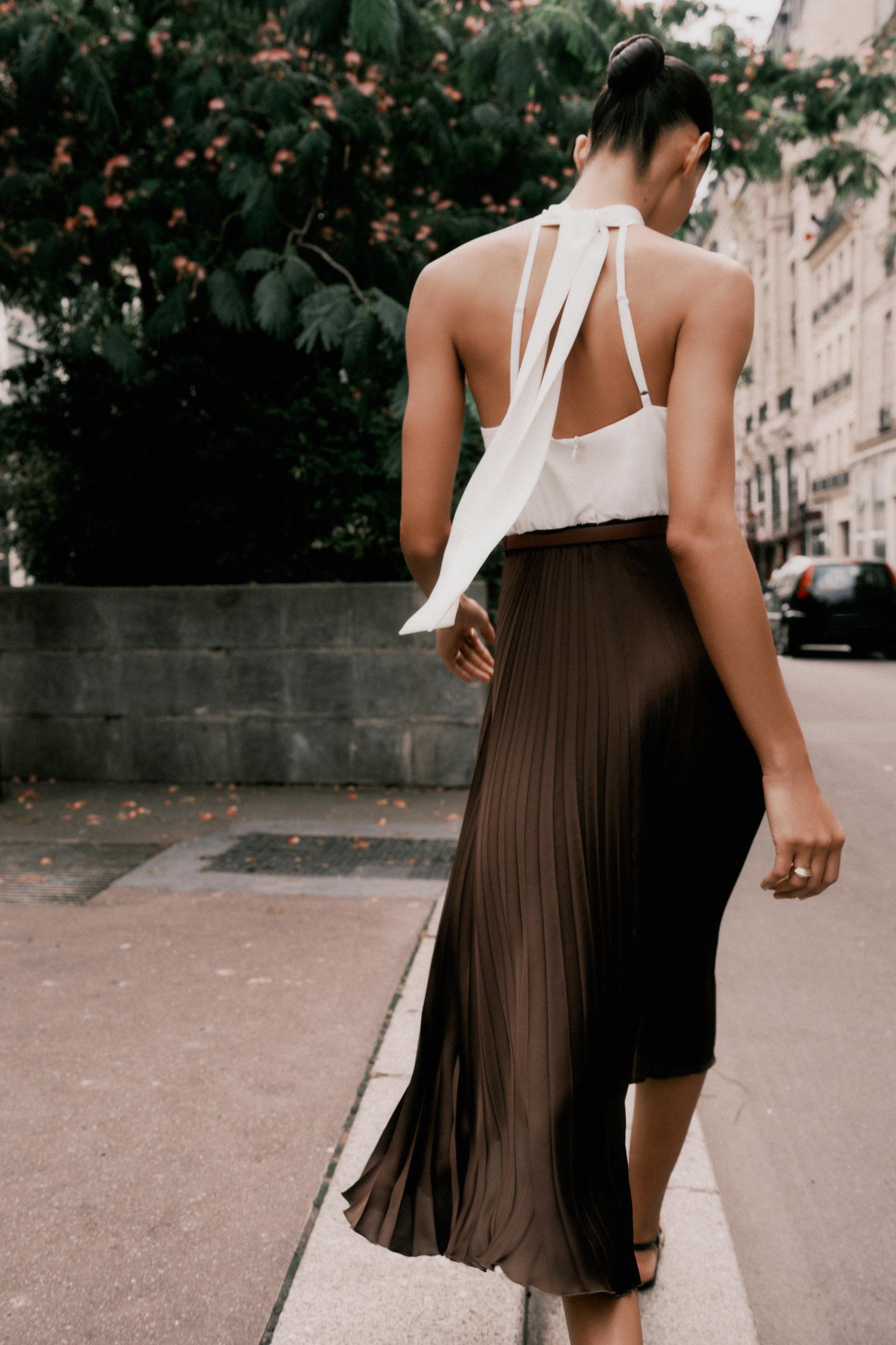 PLEATED COMBINED MIDI DRESS - Image 6