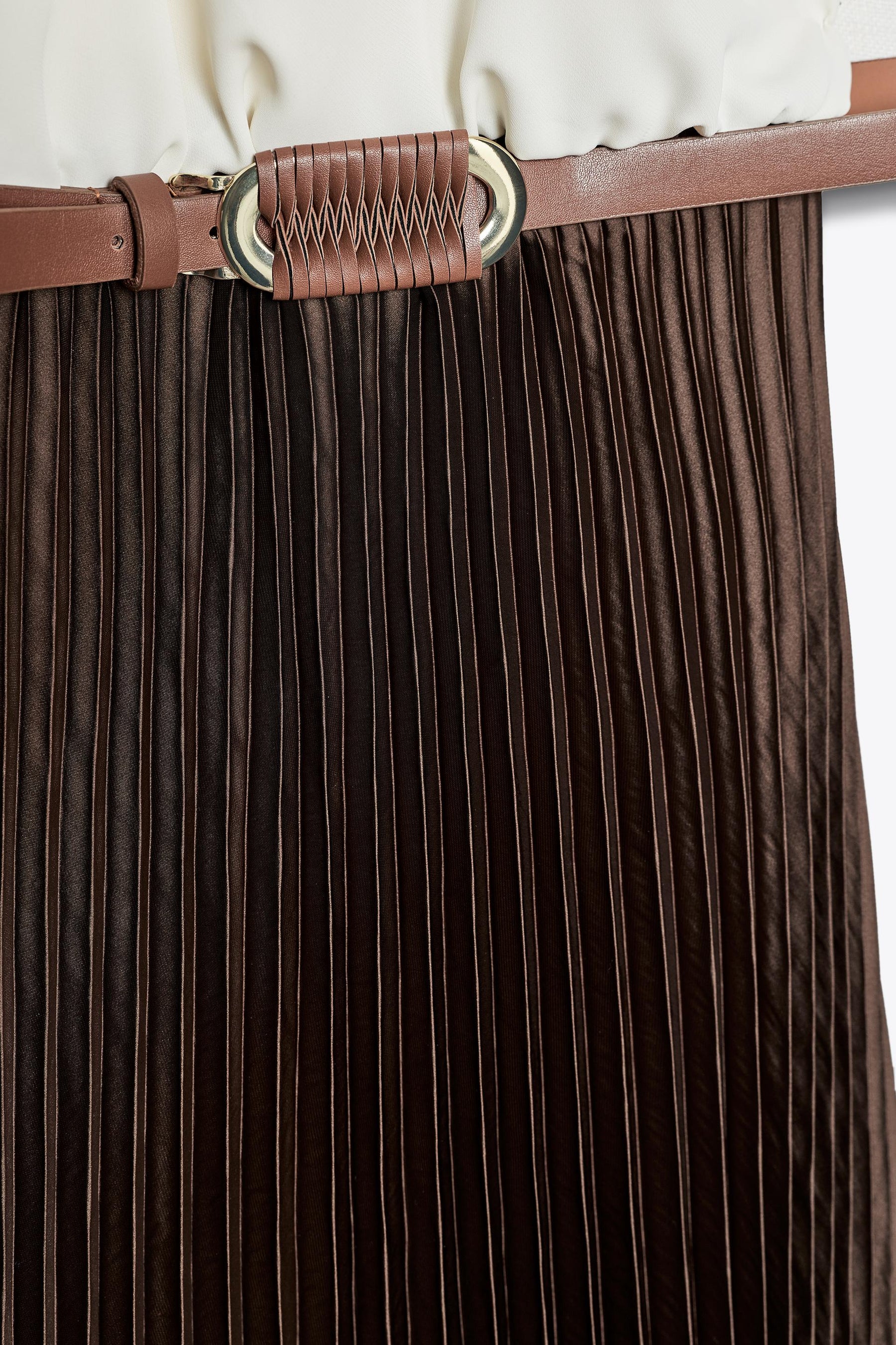 PLEATED COMBINED MIDI DRESS - Image 9
