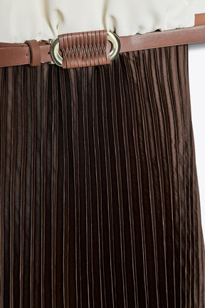 PLEATED COMBINED MIDI DRESS - Image 9
