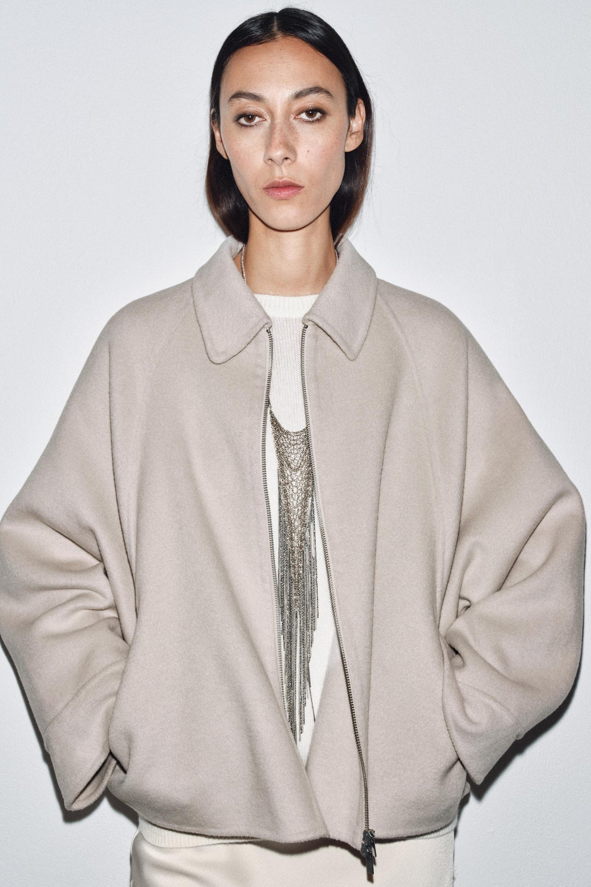 WOOL JACKET WITH ZIP ZW COLLECTION - Image 2