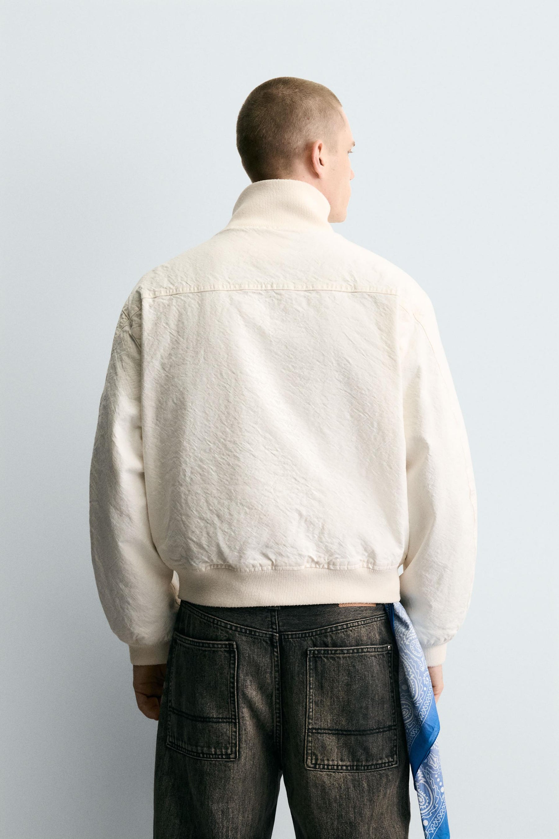 CRINKLE-EFFECT BOMBER JACKET - Image 3