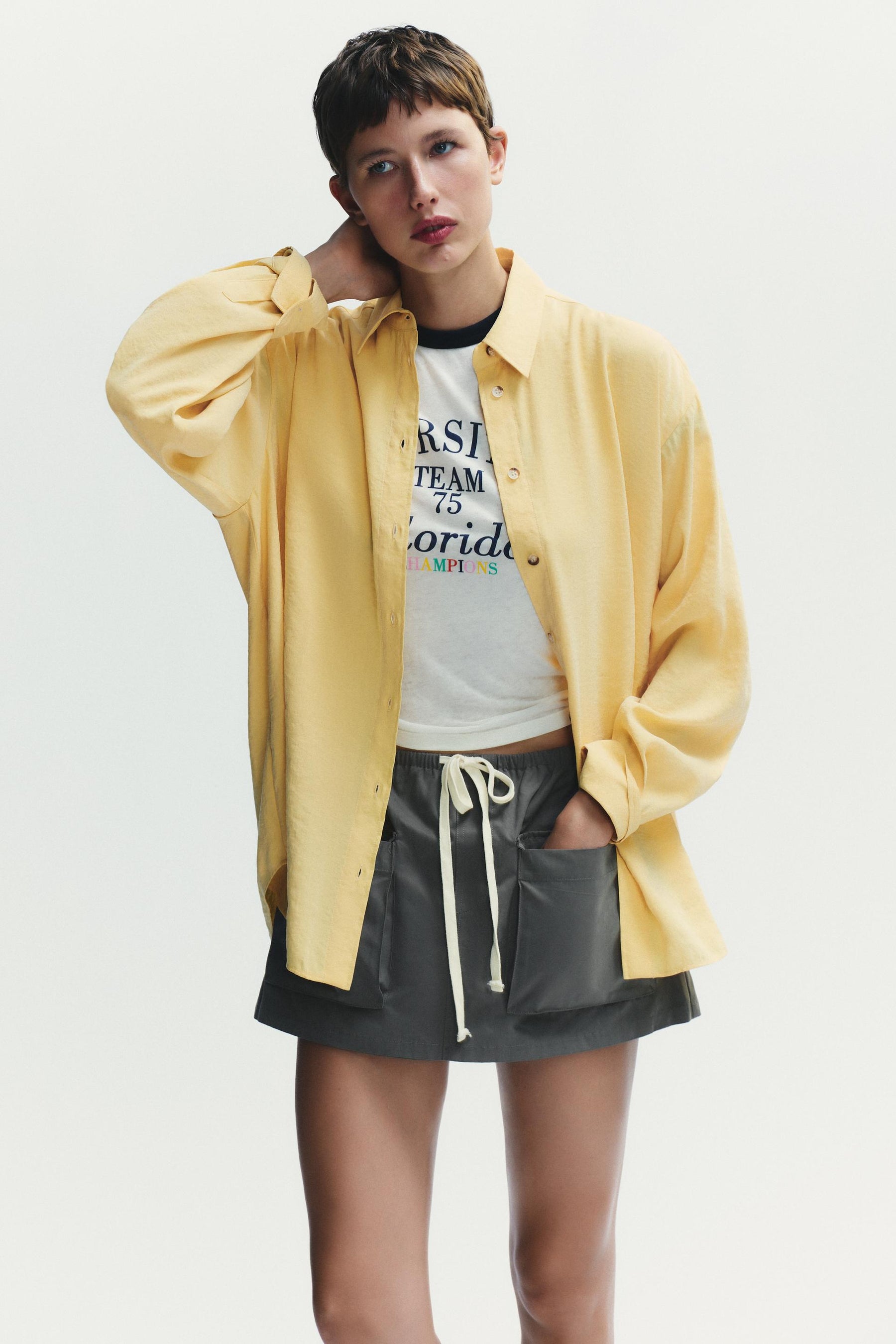 Oversize-Fließendes Hemd