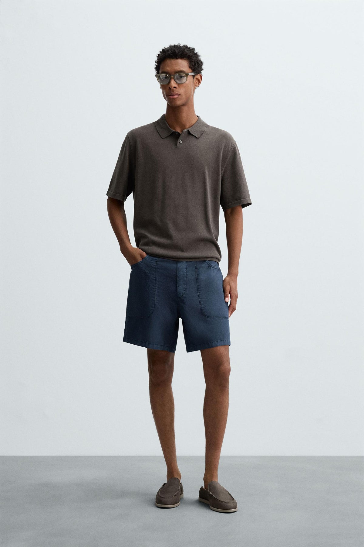 WASHED COTTON BERMUDA SHORTS - Image 1