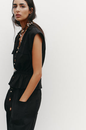 Safari-Top aus Leinenmischung