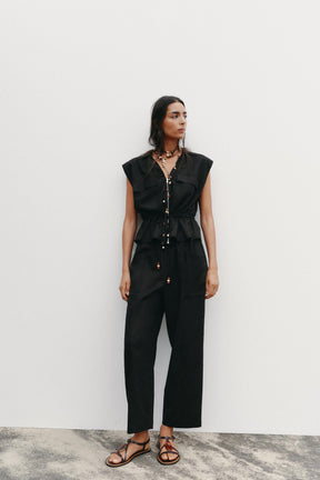 Safari-Top aus Leinenmischung