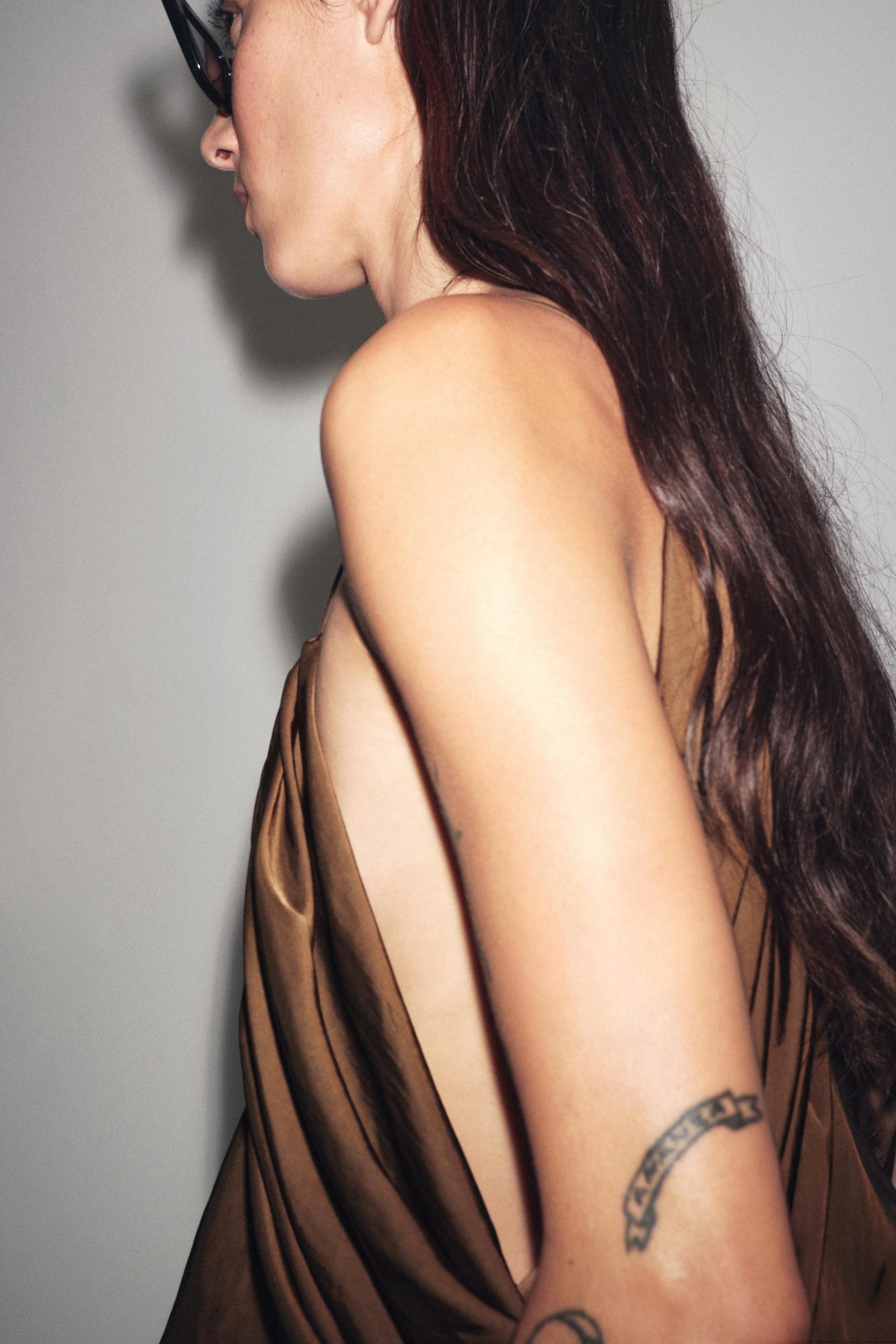 Drapiertes Satin-Top