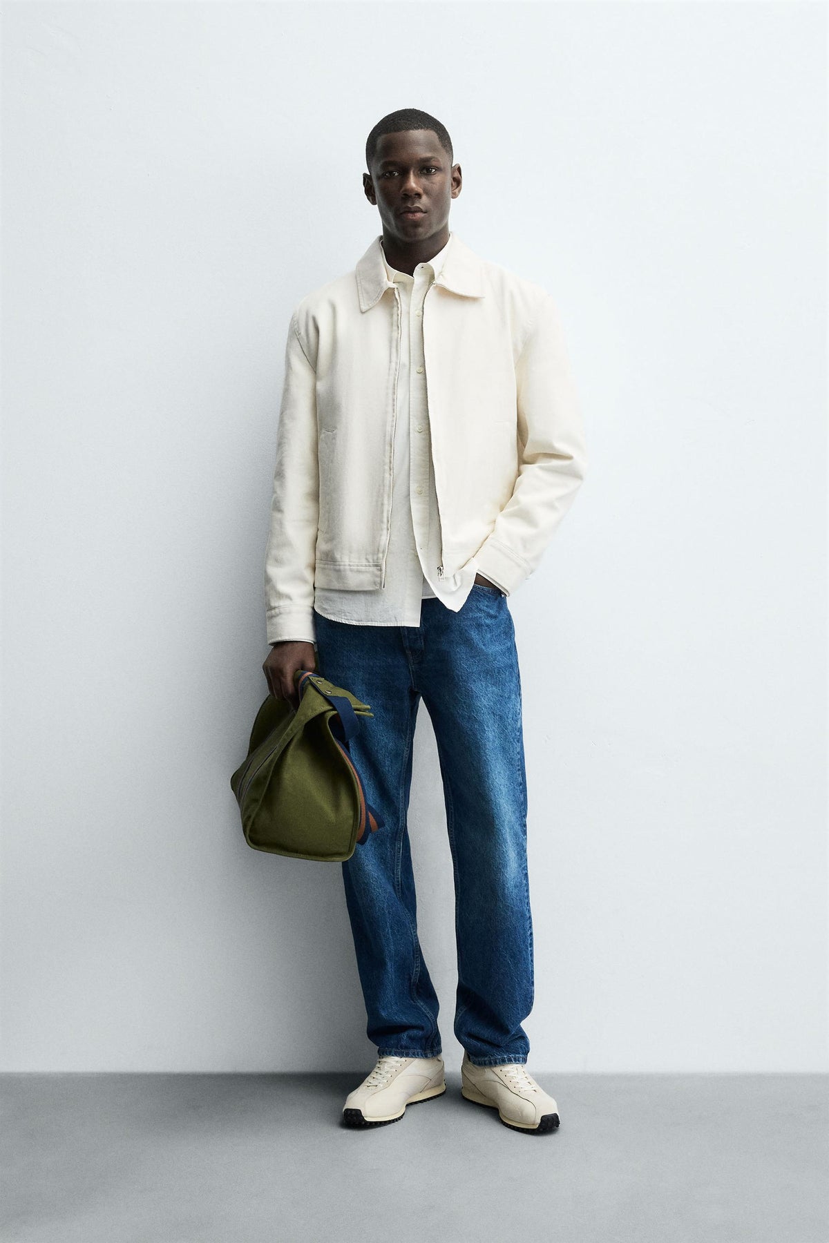 TEXTURED ZIP-UP OVERSHIRT - Image 1