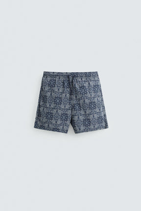 PAISLEY PRINTED MID-LENGTH SWIMMING TRUNKS - Image 1