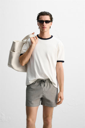 SEERSUCKER MID-LENGTH SWIMMING TRUNKS - Image 5