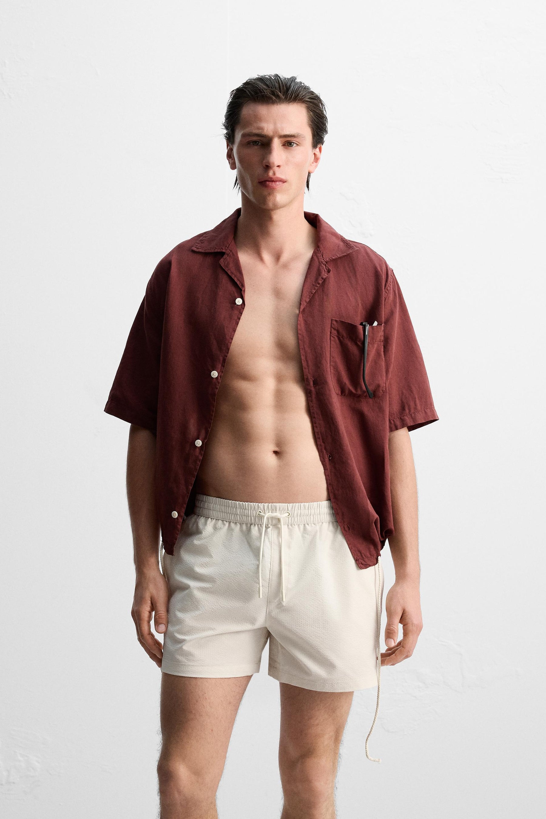 SEERSUCKER MID-LENGTH SWIMMING TRUNKS - Image 5