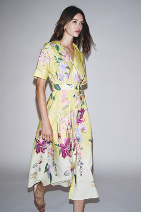 FLORAL PRINT MIDI DRESS WITH BELT - Image 1