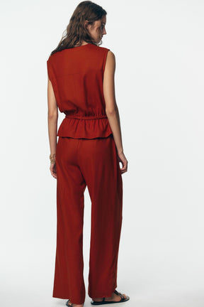 LINEN BLEND WAISTCOAT JUMPSUIT - Image 6