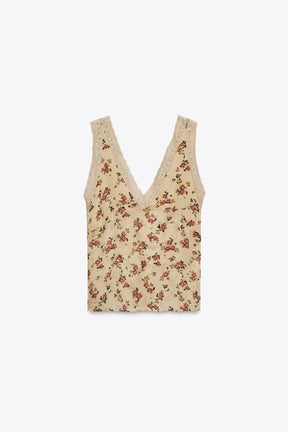 Oberteil aus floraler Spitze