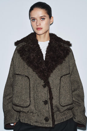 LIMITED EDITION HERRINGBONE COMBINED BOMBER JACKET - Image 3