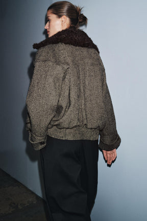 LIMITED EDITION HERRINGBONE COMBINED BOMBER JACKET - Image 5