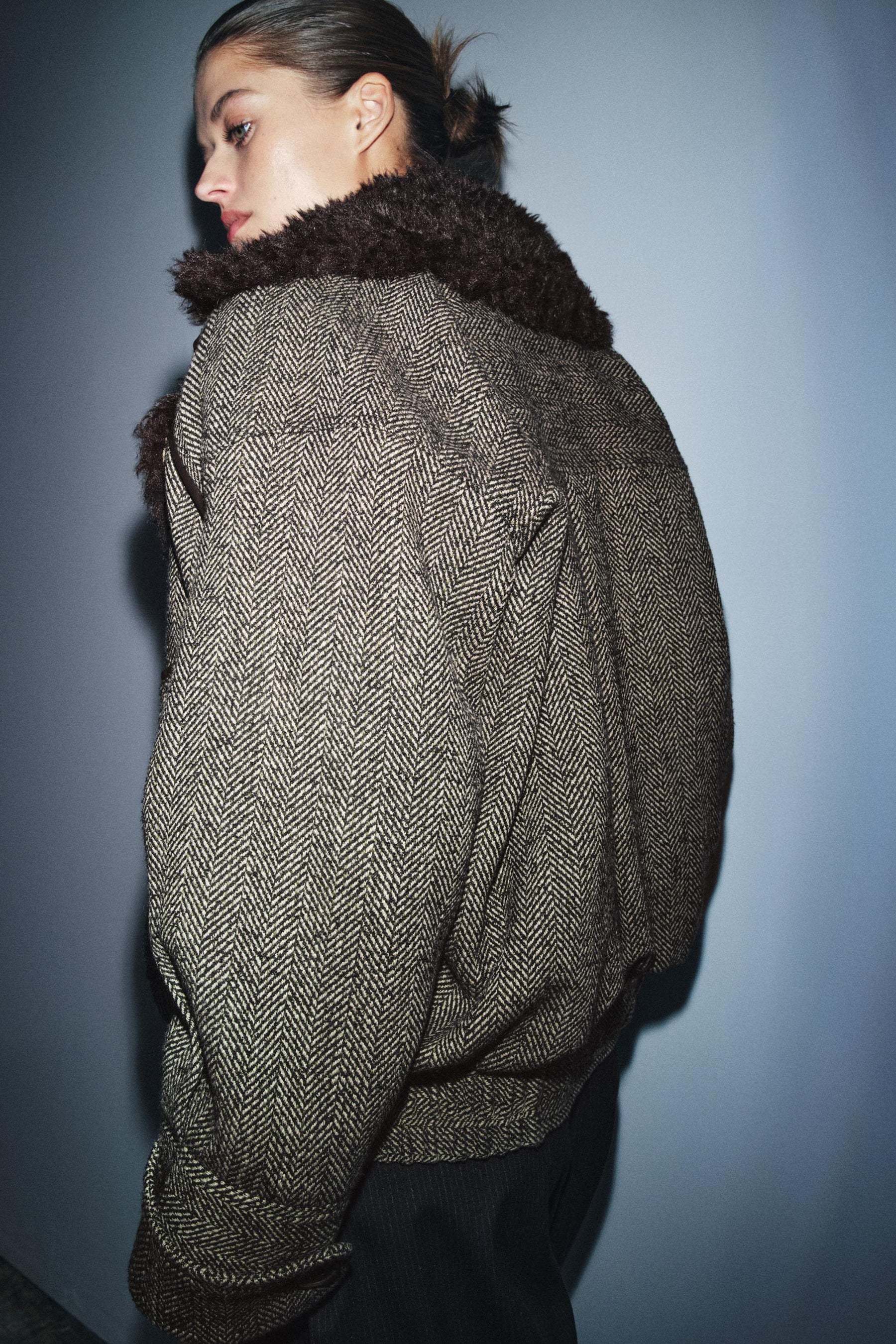 LIMITED EDITION HERRINGBONE COMBINED BOMBER JACKET - Image 6