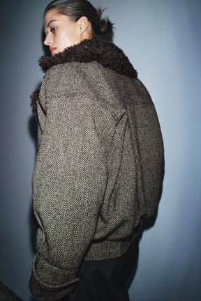 LIMITED EDITION HERRINGBONE COMBINED BOMBER JACKET - Image 6