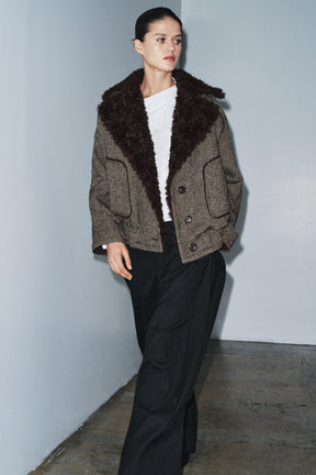 LIMITED EDITION HERRINGBONE COMBINED BOMBER JACKET - Image 1