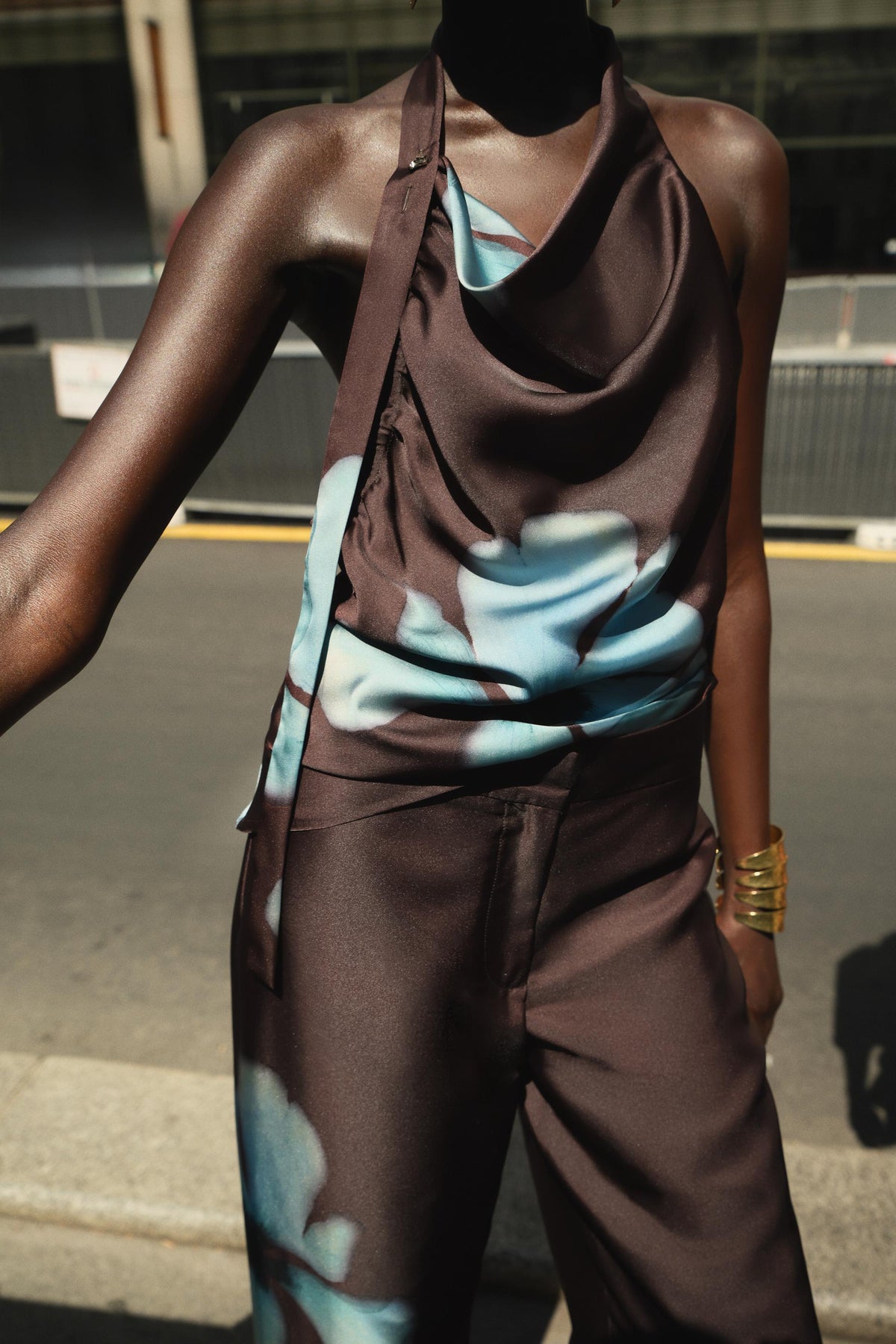 Satin-Top mit Blumenmuster