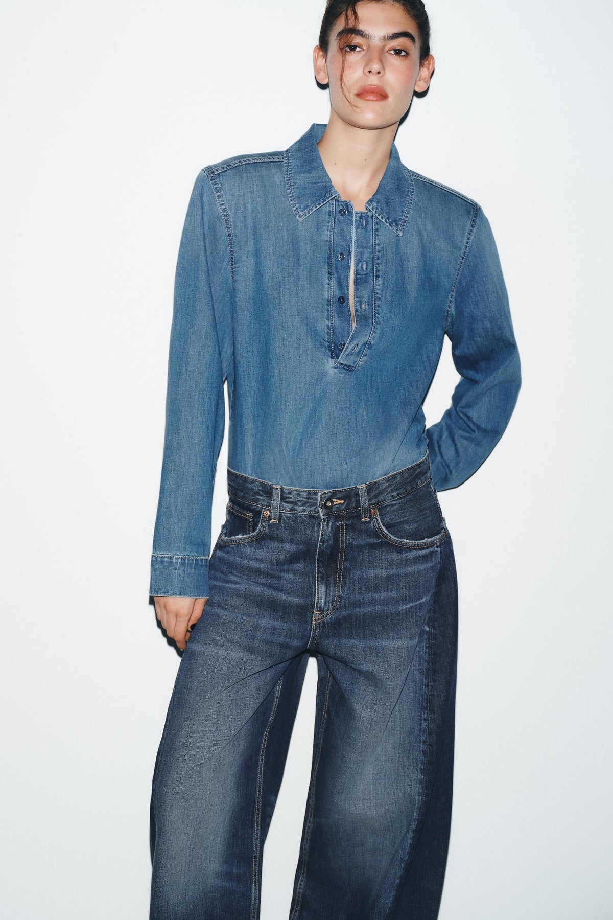 Oversize-Jeans mit hohem Bund und Ballonform