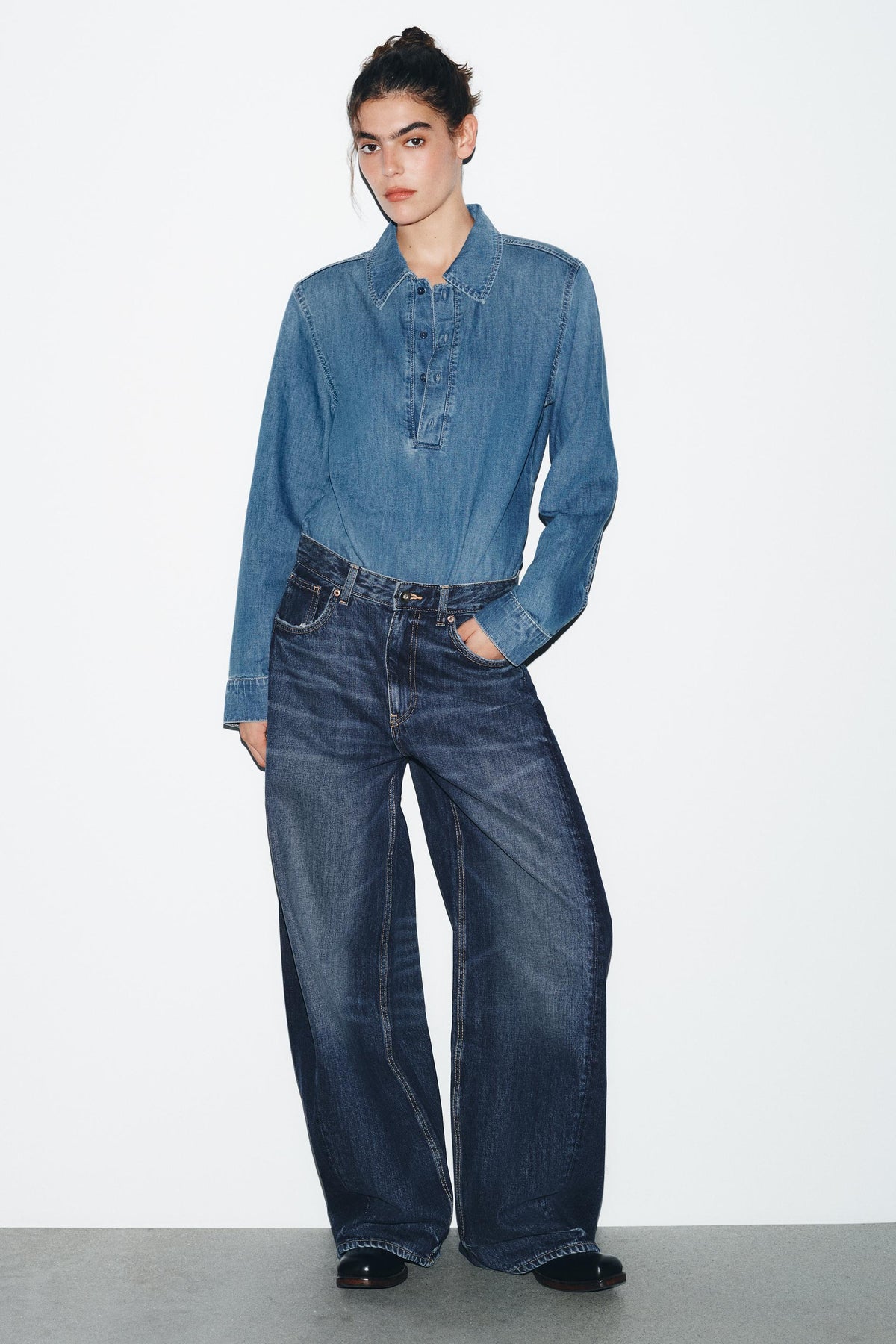 Oversize-Jeans mit hohem Bund und Ballonform