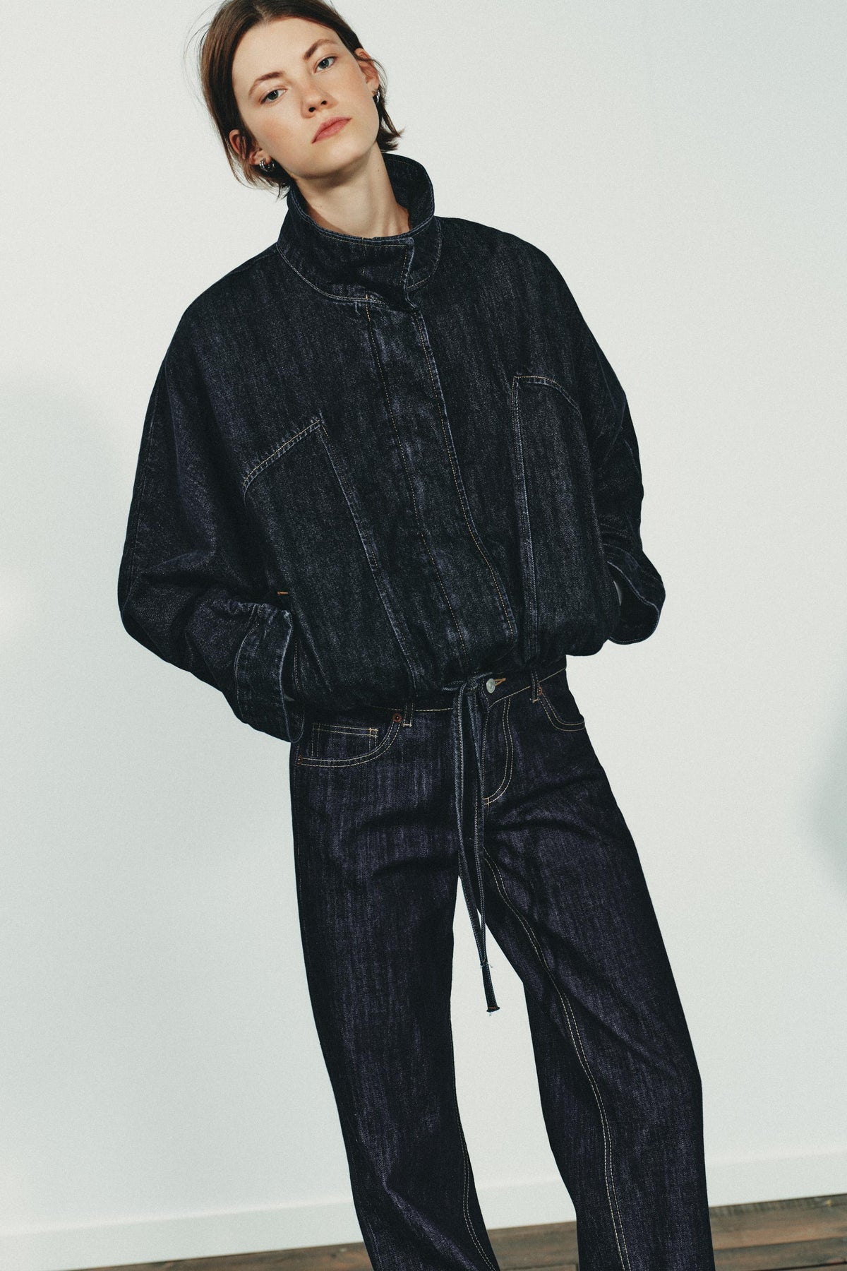 Jeansjacke mit Fledermausärmeln