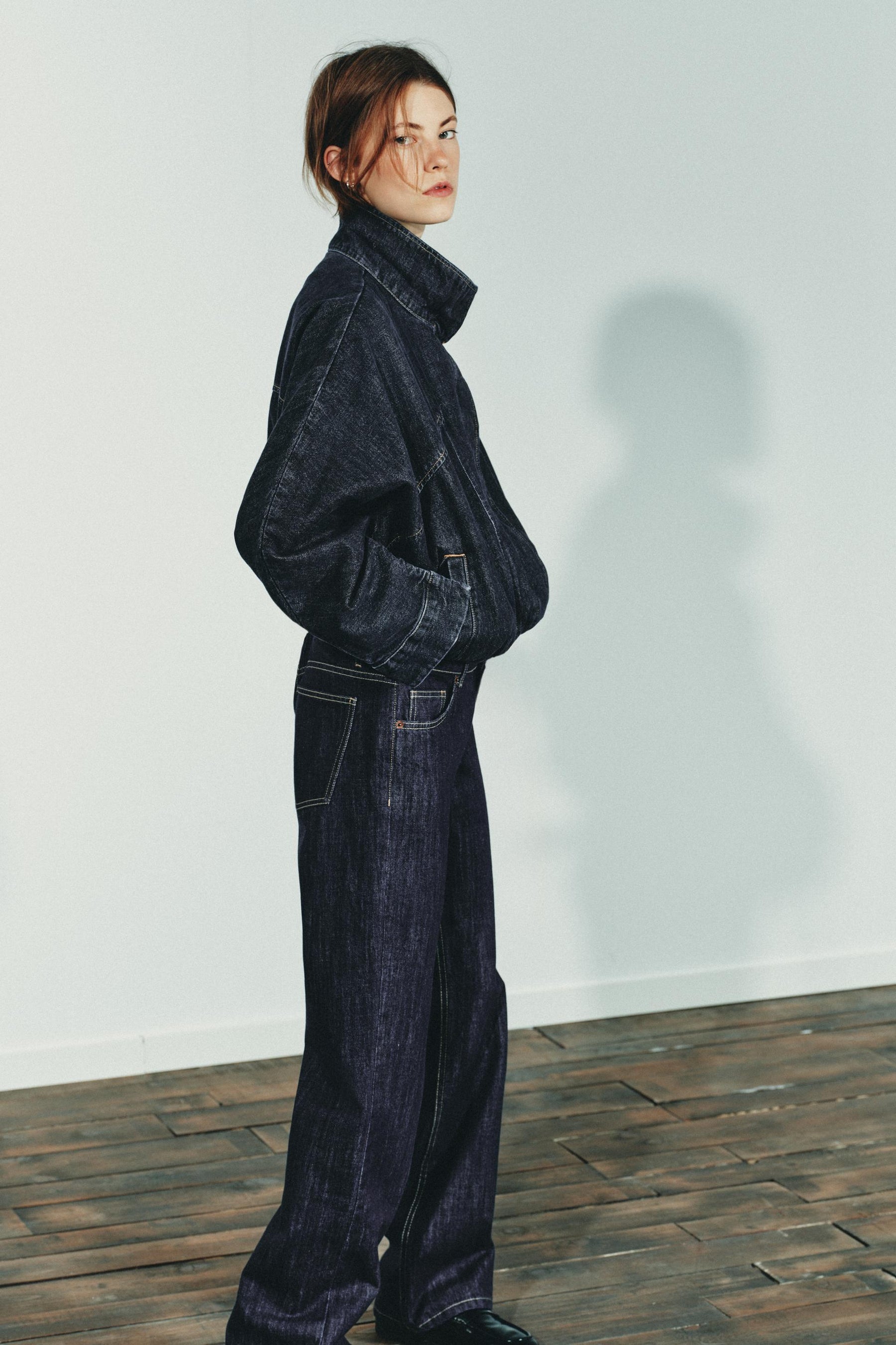 Jeansjacke mit Fledermausärmeln