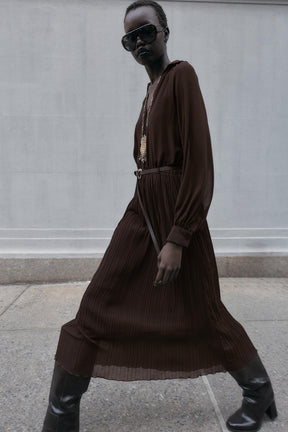 PLEATED MIDI DRESS WITH BELT - Image 2