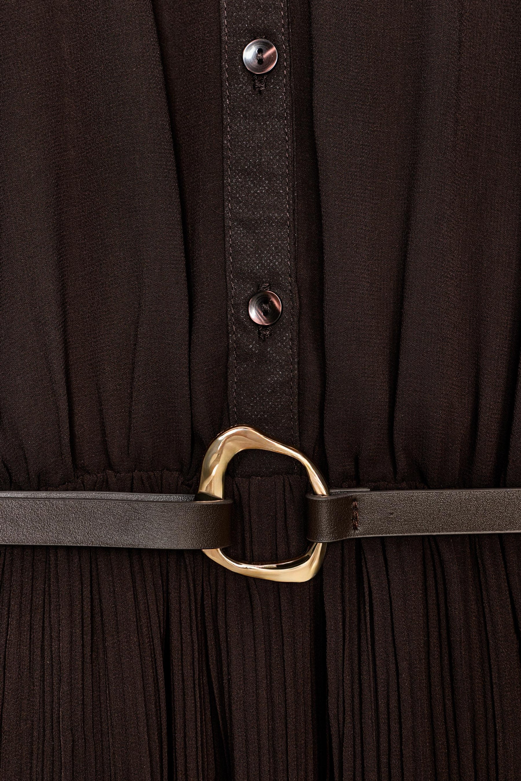 PLEATED MIDI DRESS WITH BELT - Image 9