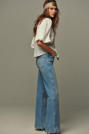 besticktes Hemd mit Puffärmeln