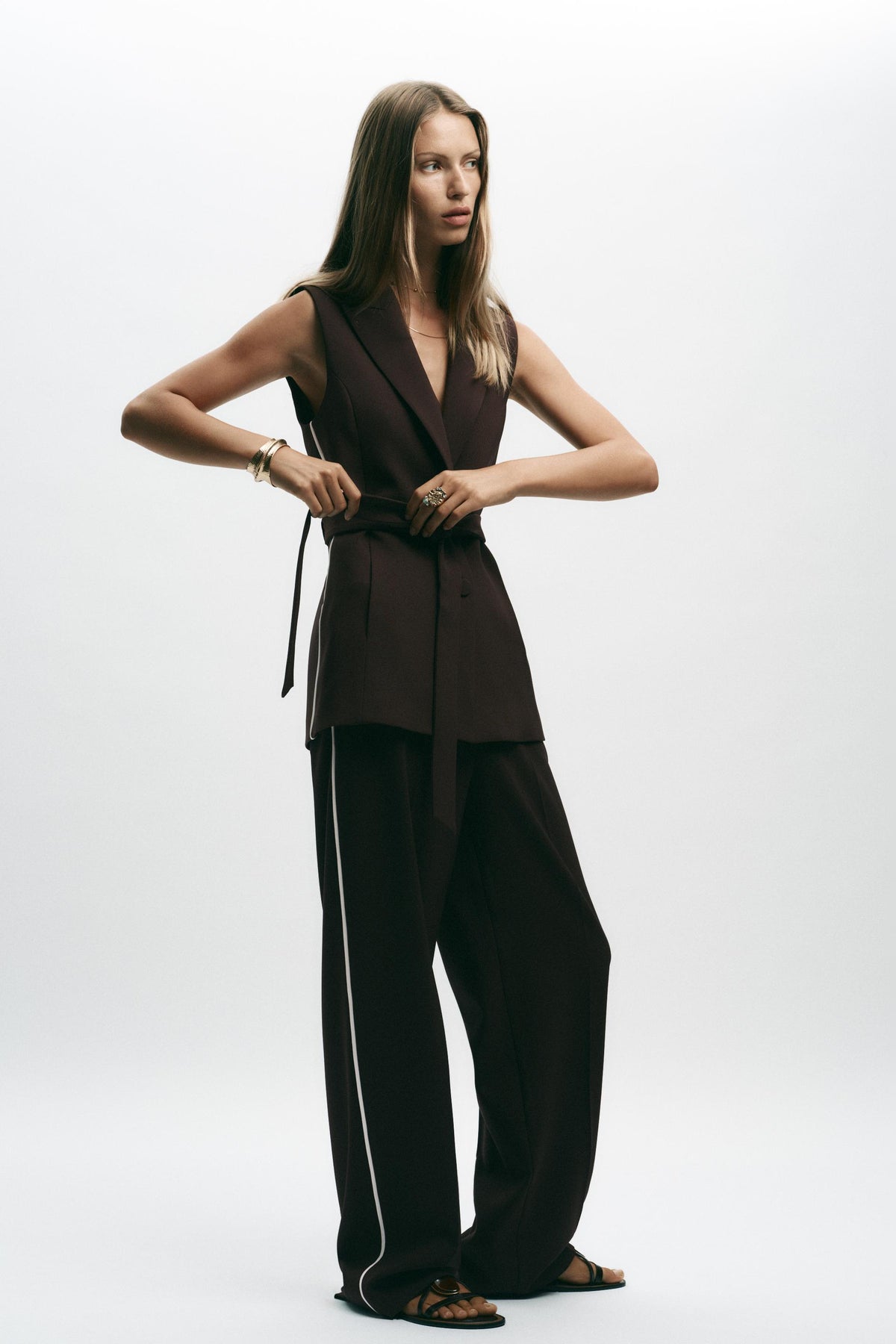 Hose mit geradem Bein und Streifen