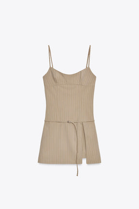 STRIPED PLAYSUIT WITH BELT - Image 6