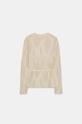 Jacquard-Pullover mit Gürtel