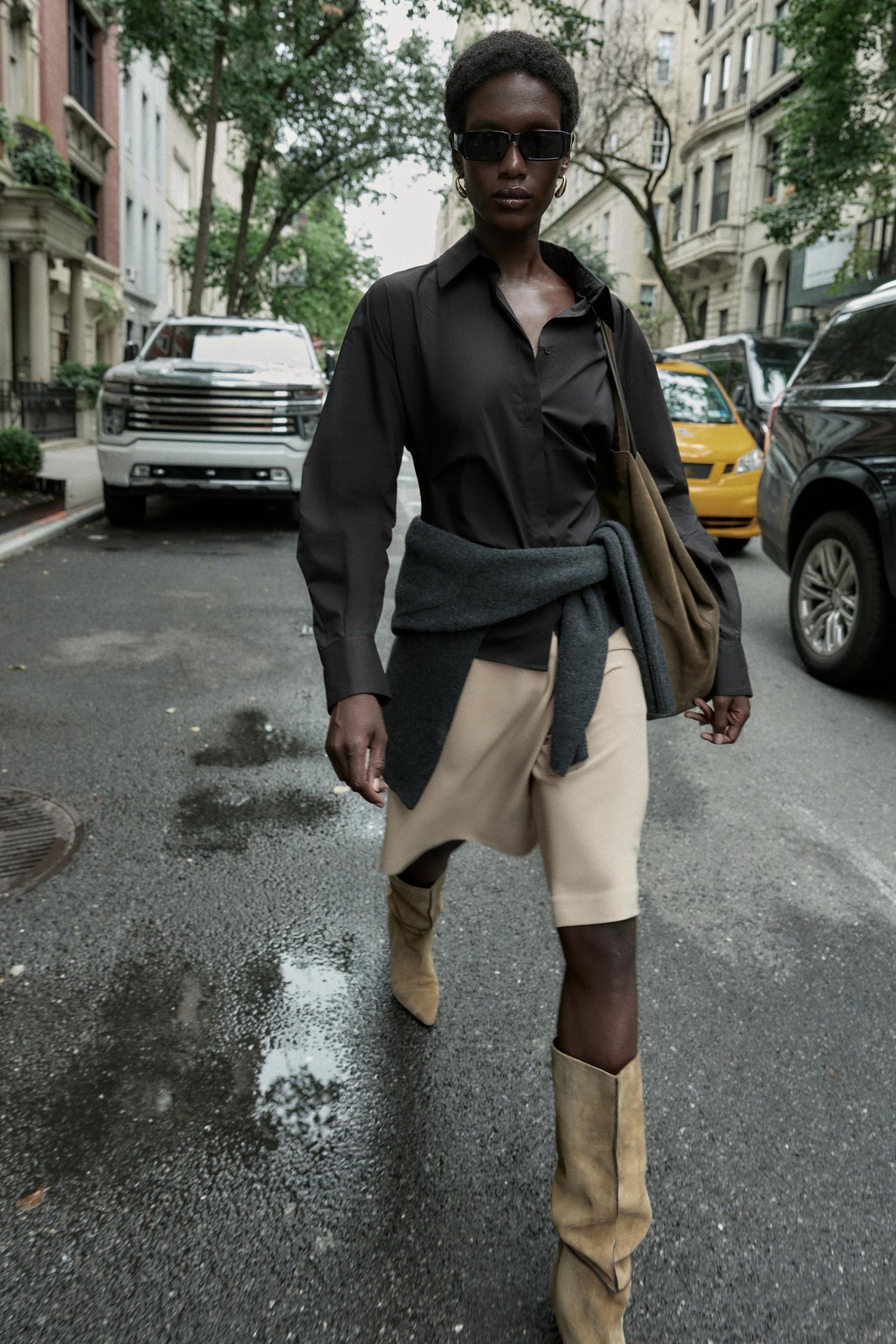 Plissiertes Popelinehemd