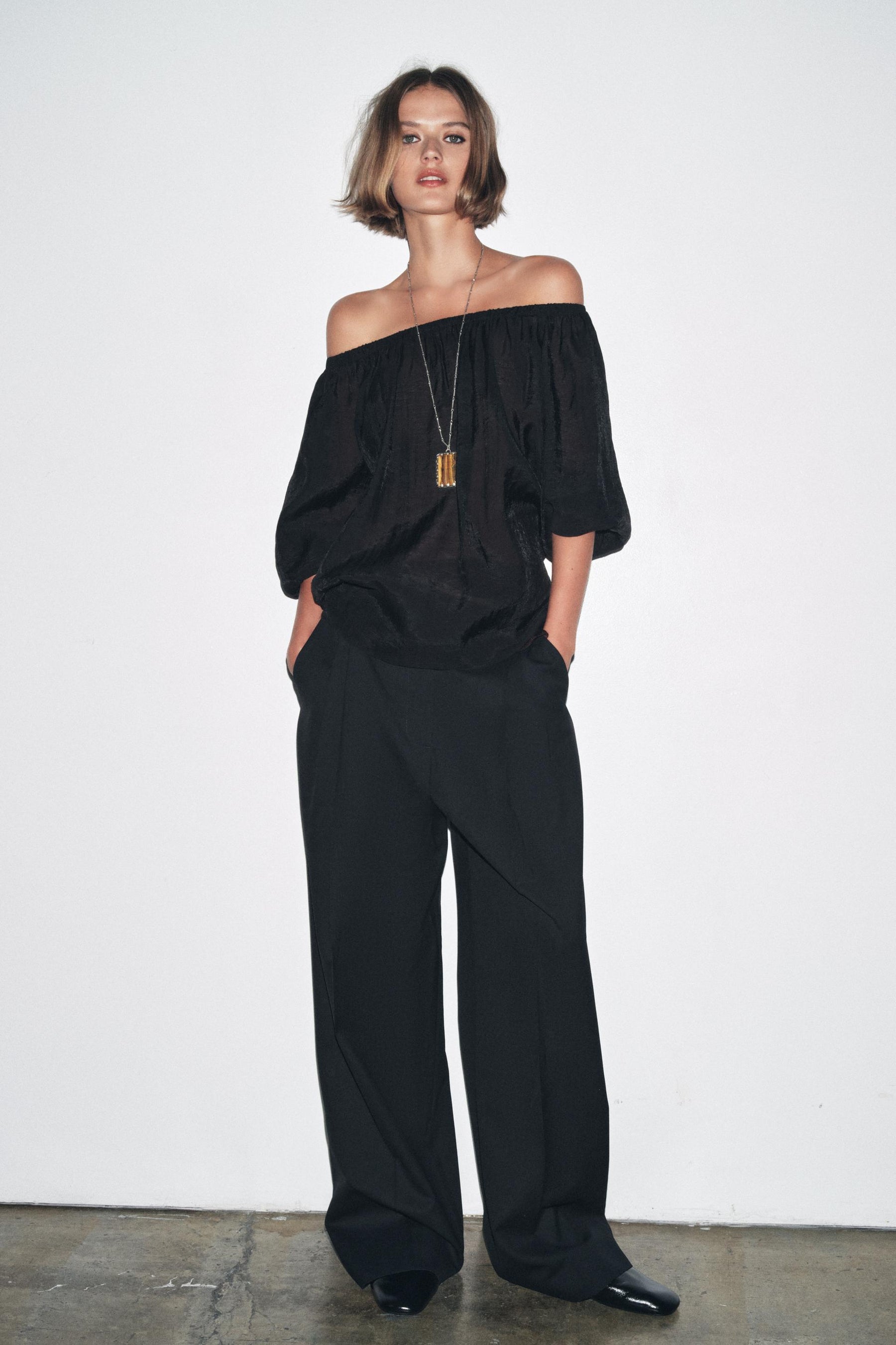 Schulterfreies Stricktop