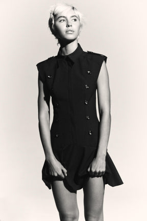 SHORT DRESS WITH SHOULDER PADS AND RUFFLES - Image 5