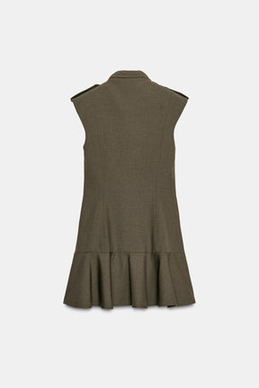 SHORT DRESS WITH SHOULDER PADS AND RUFFLES - Image 7
