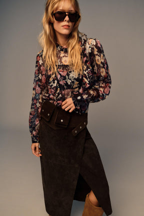 Bluse mit Rüschen und Blumenmuster