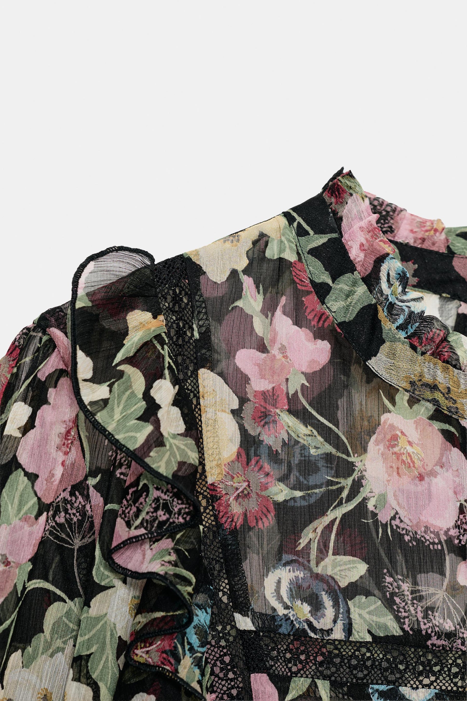 Bluse mit Rüschen und Blumenmuster